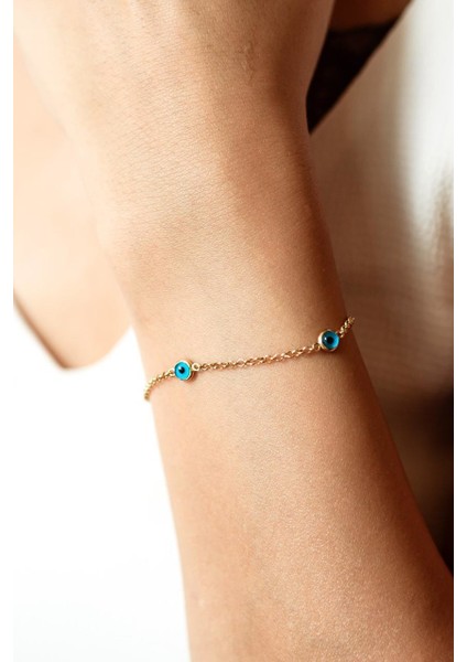 Çift Yönlü Nazar Altın Bileklik