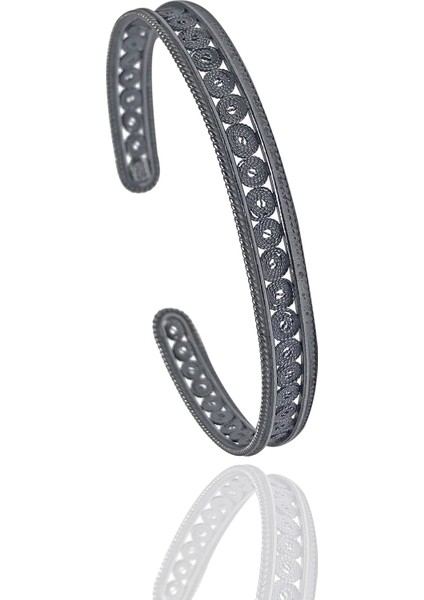 Yöresel Model Oksitli Telkari Kadın Gümüş Bilezik