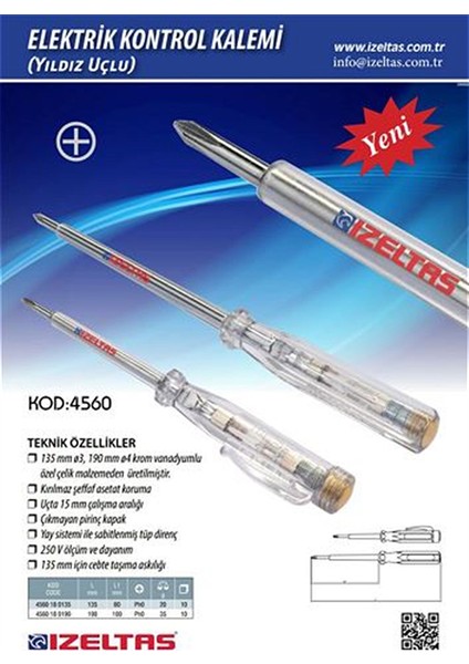 ş 190MM Elektrik Kontrol Kalemi Yıldız Uçlu modelleri