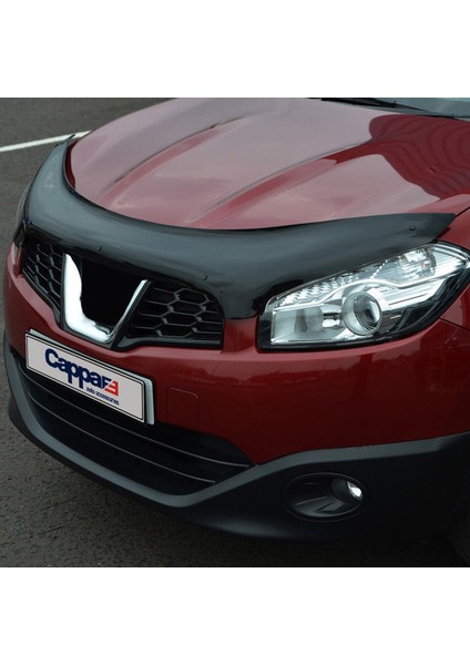 Nissan Qashqai Ön Kaput Koruyucu Rüzgarlık Deflektör Akrilik ABS 4mm Parlak Siyah 2010-2013