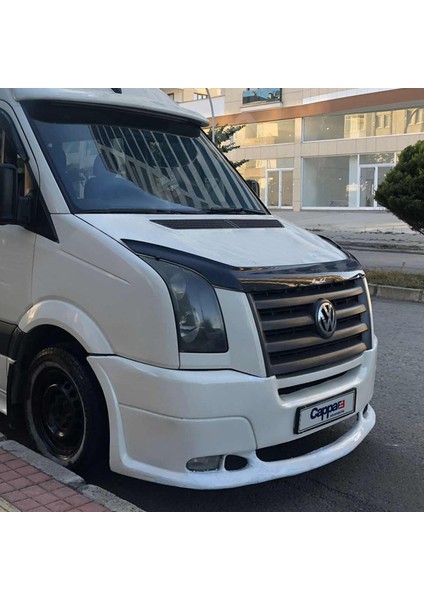 Volkswagen Crafter Ön Kaput Koruyucu Rüzgarlık Deflektör Akrilik ABS 4mm Parlak Siyah 2006-2012
