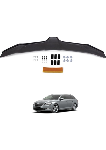 Skoda Superb Ön Kaput Koruyucu Rüzgarlık Deflektör Akrilik ABS 4mm Parlak Siyah 2013 ve Sonrası fiyatları