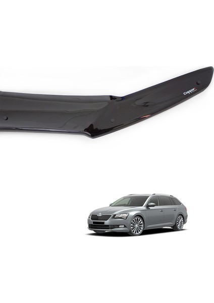 Skoda Superb Ön Kaput Koruyucu Rüzgarlık Deflektör Akrilik ABS 4mm Parlak Siyah 2013 ve Sonrası modelleri