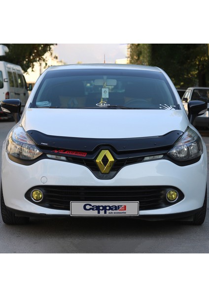 Renault Clio 4 Ön Kaput Koruyucu Rüzgarlık Deflektör Akrilik ABS 4mm Parlak Siyah 2012-2020