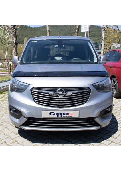 Opel Combo E Ön Kaput Koruyucu Rüzgarlık Deflektör Akrilik ABS 4mm Parlak Siyah 2018 ve Sonrası