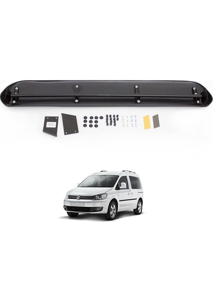 Volkswagen Caddy Ön Cam Güneşliği Siperlik Vizör Şapka Terek (Abs) Parlak Siyah 2010-2015