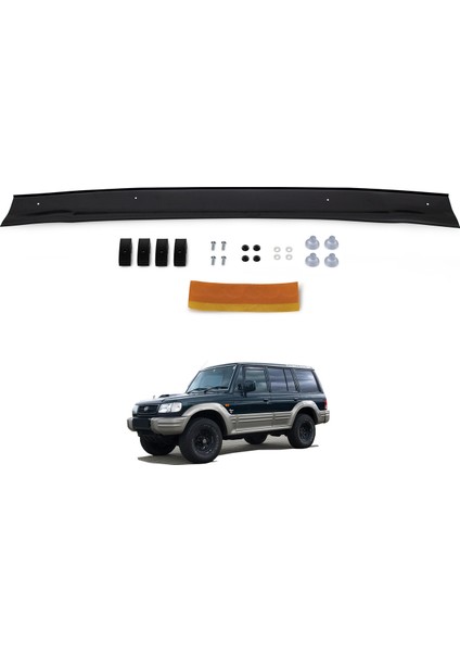 Hyundai Galloper Ön Kaput Koruyucu Rüzgarlık Deflektör Akrilik ABS 4mm Parlak Siyah 1997-2003 fiyatları