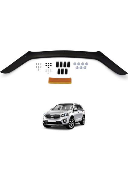 Kia Sorento Ön Kaput Koruyucu Rüzgarlık Deflektör Akrilik ABS 4mm Parlak Siyah 2016 ve Sonrası
