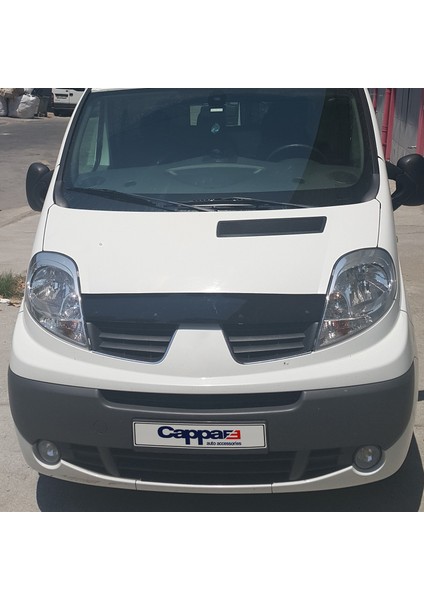 Nissan Primastar Ön Kaput Koruyucu Rüzgarlık Deflektör Akrilik ABS 4mm Parlak Siyah 2001-2014