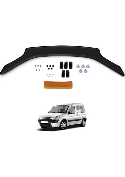 Peugeot Partner Ön Kaput Koruyucu Rüzgarlık Deflektör Akrilik ABS 4mm Parlak Siyah 2004-2008 fiyatları