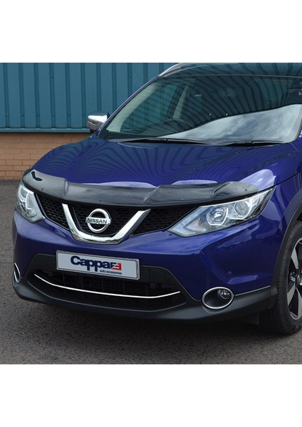 Nissan Qashqai Ön Kaput Koruyucu Rüzgarlık Deflektör Akrilik ABS 4mm Parlak Siyah 2014-2016