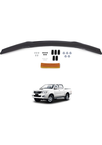 Toyota Hilux Ön Kaput Koruyucu Rüzgarlık Deflektör Akrilik ABS 4mm Parlak Siyah 2012-2015