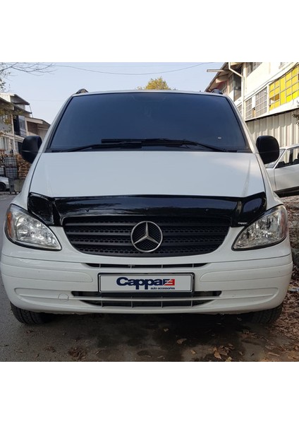 Mercedes Viano Ön Kaput Koruyucu Rüzgarlık Deflektör Akrilik ABS 4mm Parlak Siyah 2004-2011