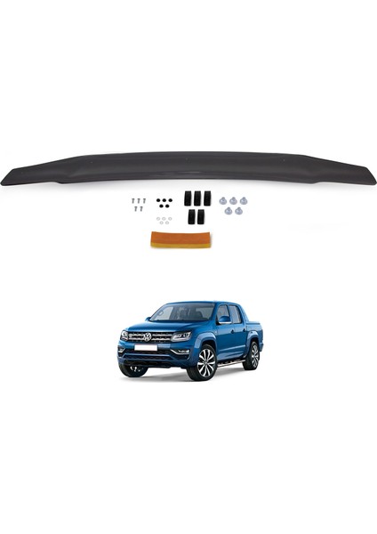 Volkswagen Amarok Ön Kaput Koruyucu Rüzgarlık Deflektör Akrilik ABS 4mm Parlak Siyah 2010 ve Sonrası