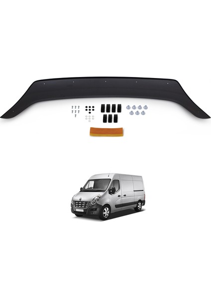 Renault Master Ön Kaput Koruyucu Rüzgarlık Deflektör Akrilik ABS 4mm Parlak Siyah 2010-2014