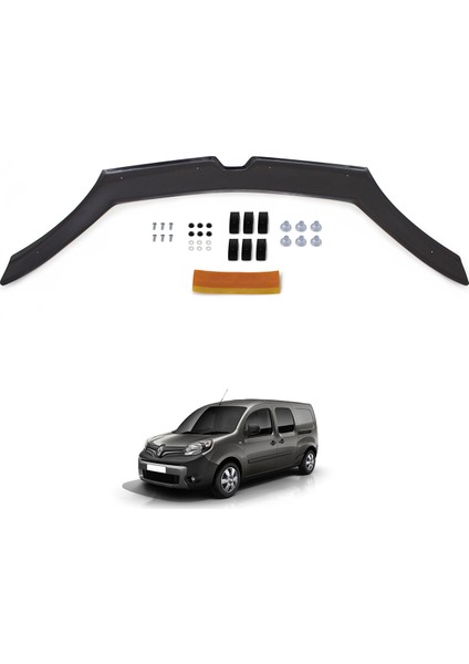Renault Kangoo Ön Kaput Koruyucu Rüzgarlık Deflektör Akrilik ABS 4mm Parlak Siyah 2014 ve Sonrası