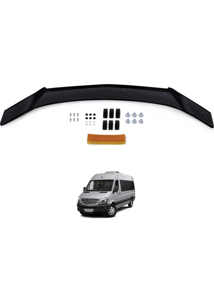 Mercedes Sprinter W906 Ön Kaput Koruyucu Rüzgarlık Deflektör Akrilik ABS 4mm Parlak Siyah 2014-2018