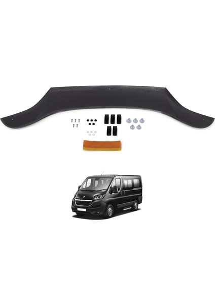 Peugeot Boxer Ön Kaput Koruyucu Rüzgarlık Deflektör Akrilik ABS 4mm Parlak Siyah 2014 ve Sonrası