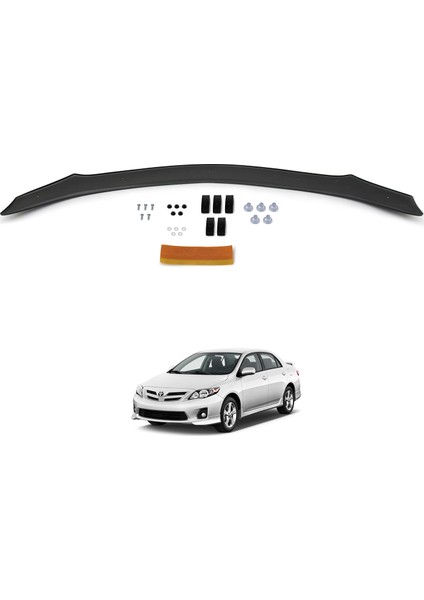 Toyota Corolla Ön Kaput Koruyucu Rüzgarlık Deflektör Akrilik ABS 4mm Parlak Siyah 2008-2013