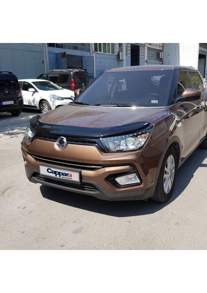 Ssangyong Tivoli Ön Kaput Koruyucu Rüzgarlık Deflektör Akrilik ABS 4mm Parlak Siyah 2015 ve Sonrası