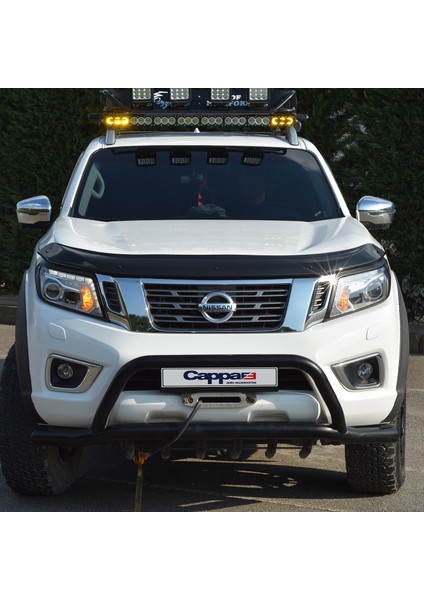 Nissan Navara Ön Kaput Koruyucu Rüzgarlık Deflektör Akrilik ABS 4mm Parlak Siyah 2016 - 2021 fırsatları