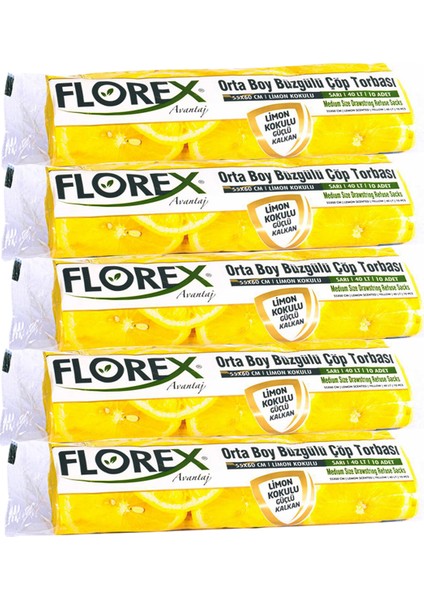 Avantaj Seri Limon Kokulu Büzgülü Orta Boy Çöp Poşeti X 5 Rulo