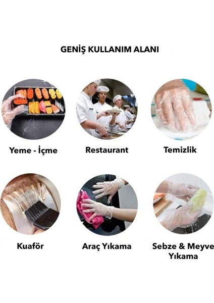 Polietilen Tek Kullanımlık Su Geçirmez Pet Şeffaf Eldiven 2 Paket 200 Adet