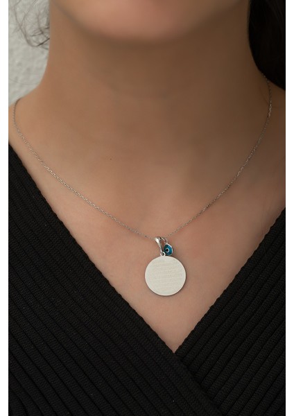 925 Ayar Gümüş Ayetel Kürsi Plaka Kadın Gümüş Kolye