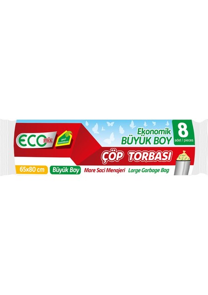 Ecomix Ekonomik Büyük Boy Çöp Torbası (1 Rulo 8 )