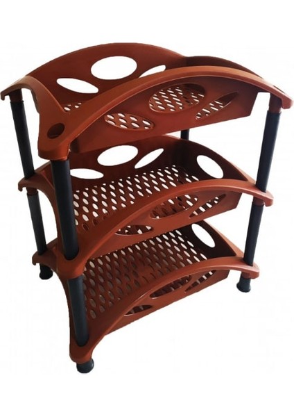 3 Katlı Plastik Sebzelik - Kahverengi fiyatları