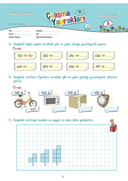 Karaca Yayınevi 3. Sınıf Matematik Etkinlikli Soru Bankası Çalışma Yaprakları