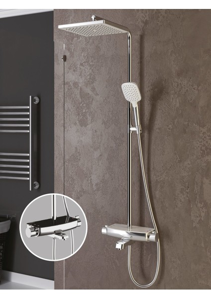 Mira Termostatik 3 Yönlü Duş Kolonu Beyaz fiyatları