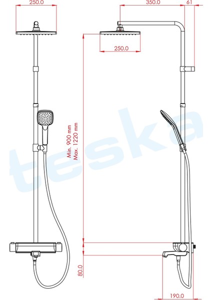 Mira Termostatik 3 Yönlü Duş Kolonu Beyaz modelleri