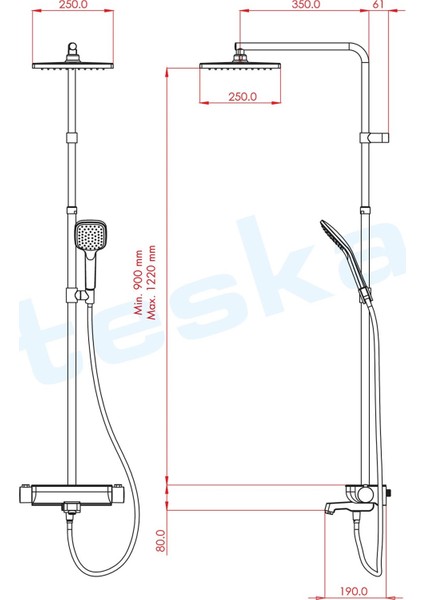 Mira Mix 3 Yönlü Duş Kolonu-Siyah modelleri