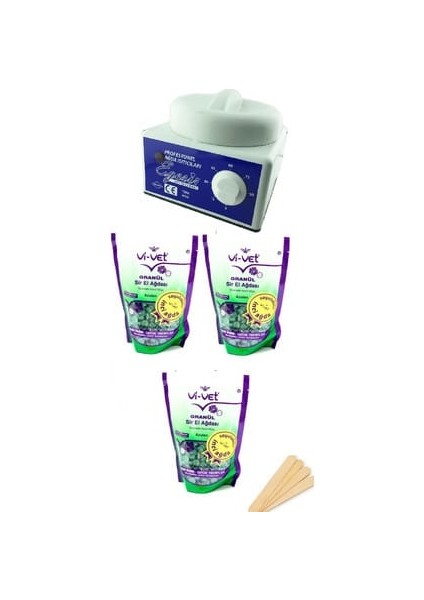 Sir Ağda Makinesi + 3AZULEN Soyulabilen Boncuk Ağda + Spatula Set