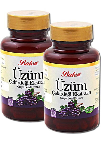 2 Adet Balen Üzüm Çekirdeği Ekstraktı 300 Mg 60 Kapsül