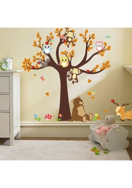 Kt Decoration Çocuk ve Bebek Odası Orman Ağaç Çocuk Odası Ev Duvar Sticker