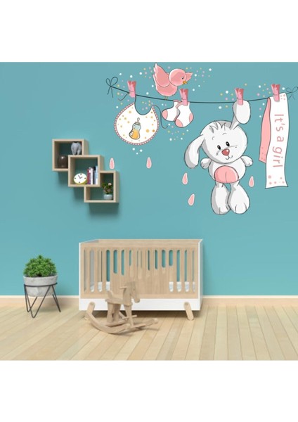 Kt Decoration Kız Çocuk Odası Sevimli Tavşan Duvar Dekorasyonu
