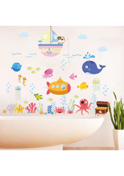 Kt Decoration Sualtı Dünyası Kendinden Yapışkanlı Duvar Çıkartmaları