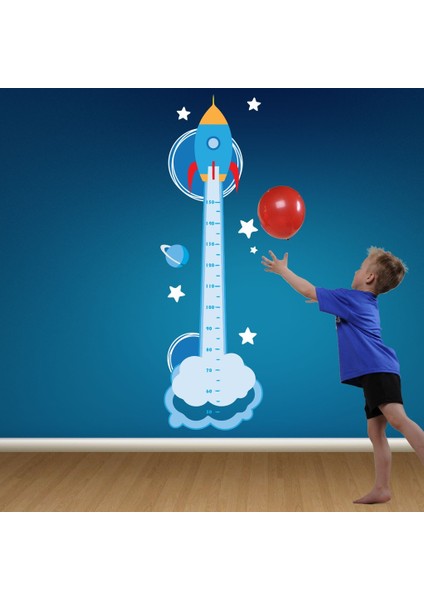 Kt Decoration Gezegenlere Yolculuk Boy Ölçer Çocuk Odası Duvar Sticker