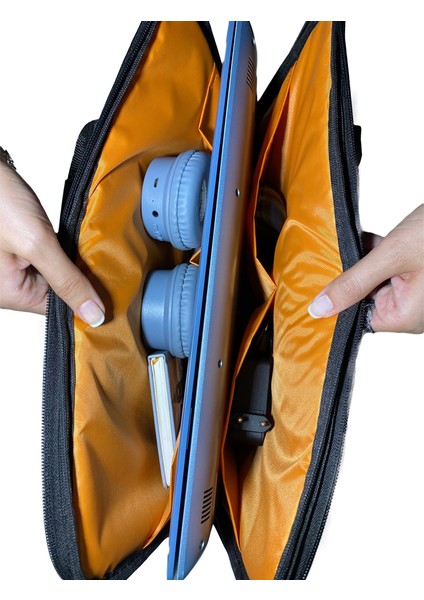 15.6'' Taban Korumalı. Omuz Askılı Notebook Laptop Macbook Çantası - Gri