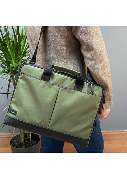 15.6'' Taban Korumalı. Omuz Askılı Notebook Laptop Macbook Çantası - Haki indirimleri
