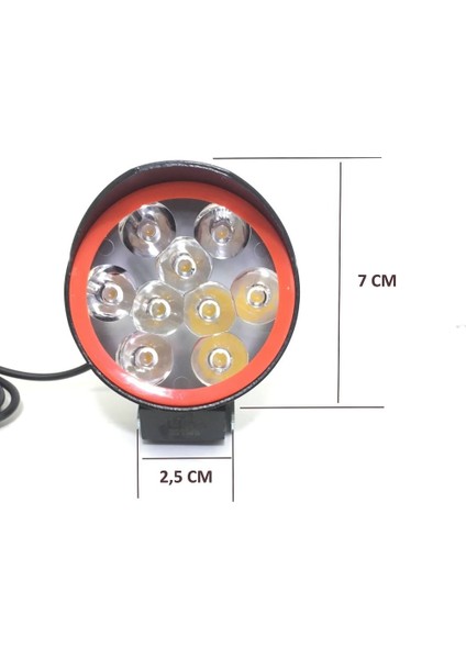 Motosiklet 9 Ledli Sis 12V LED Far 2 Adet