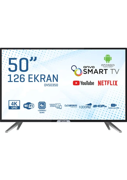 OV50350 50" 127 Ekran Uydu Alıcılı 4K Ultra HD Smart LED TV