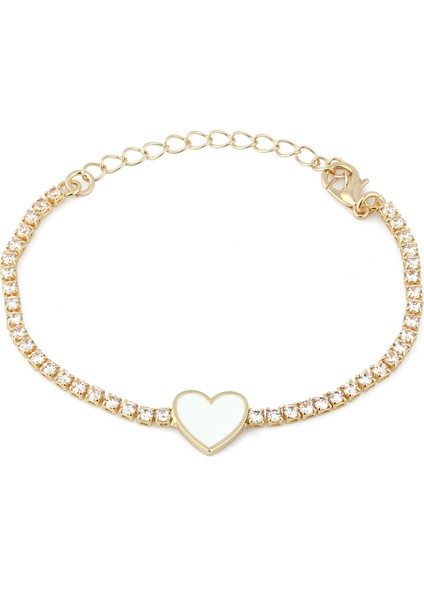 Altın Kaplama Mineli Kalp Bileklik