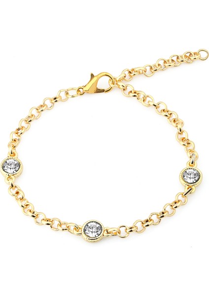 Altın Kaplama Beyaz Taşlı Bileklik