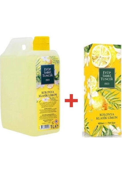 Kolonya Pvc 1 lt Limon + Eyüp Sabri Tuncer Kolonya Pvc 400 Limon