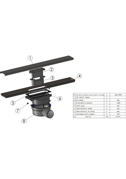 Duş Kanalı Line/4e Slot Izgara 40 cm modelleri