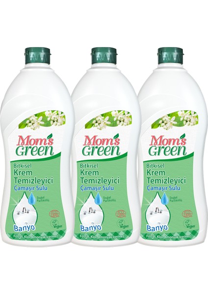 Mom's Green 3'lü Set Bitkisel Krem Temizleyici Banyo - Çamaşır Sulu