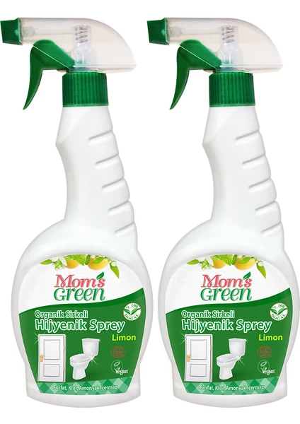 Mom's Green 2'li Set Organik Sirkeli Hijyenik Sprey ve Yedek Şişe Limon 750 ml